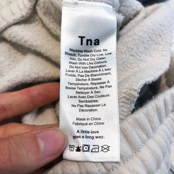 TNA Aritzia Cream Neutral Drawstring Athleisure Loungewear Piped Sweatpants M - Picture 9 of 10